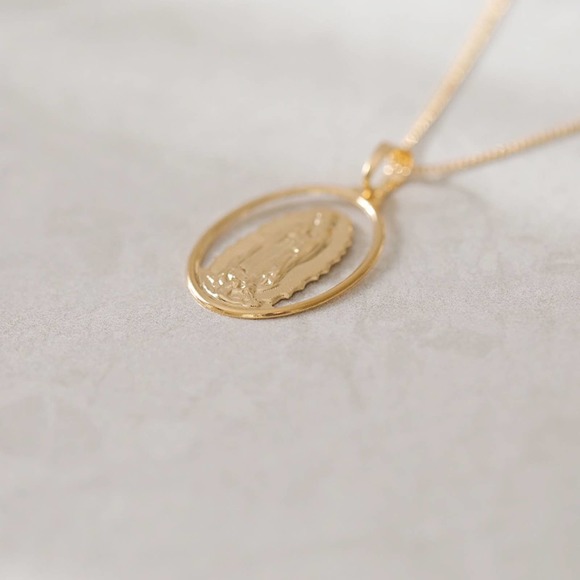 Large Virgin Mary Necklace | 18k Gold Filled - Picture 2 of 5